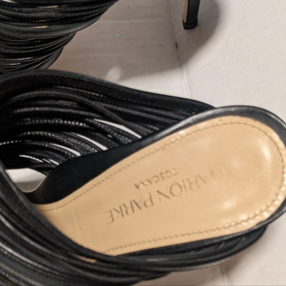Marion Parke Strapy Slide Black Leather Heel Sandals 37.5 7 - Picture 4 of 8